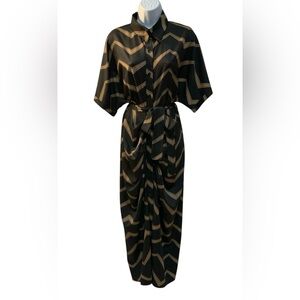 Women’s Black/Tan Midi Dress